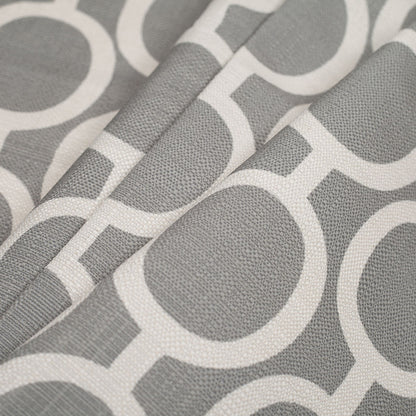 Spanish Gray/White Geometric Poly/Cotton Canvas Folded