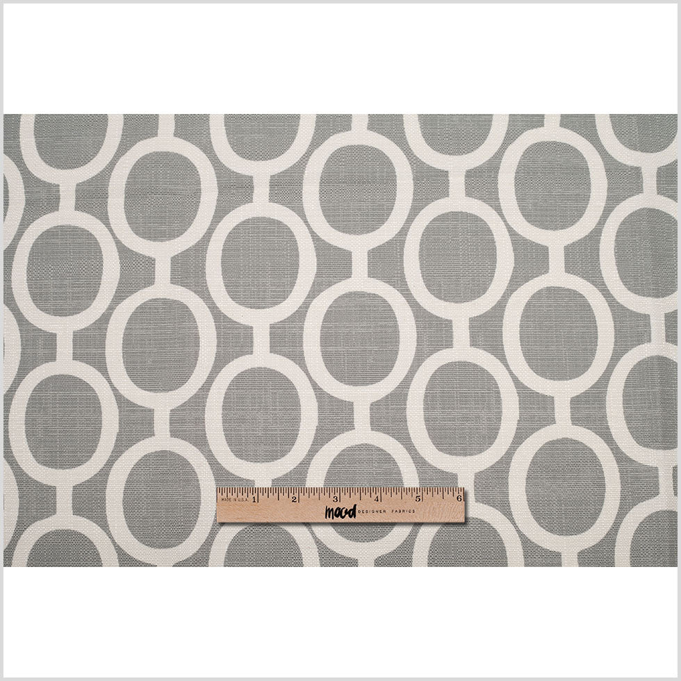 Spanish Gray/White Geometric Poly/Cotton Canvas Full