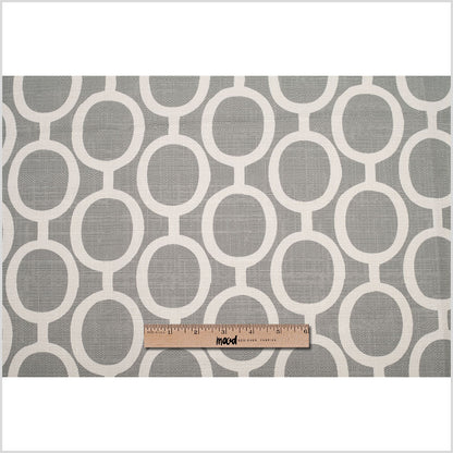 Spanish Gray/White Geometric Poly/Cotton Canvas Full