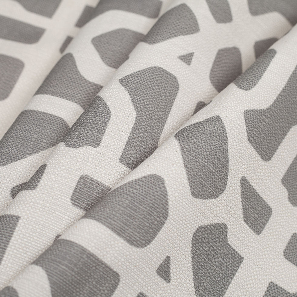 Spanish Gray/White Geometric Poly/Cotton Canvas - Folded