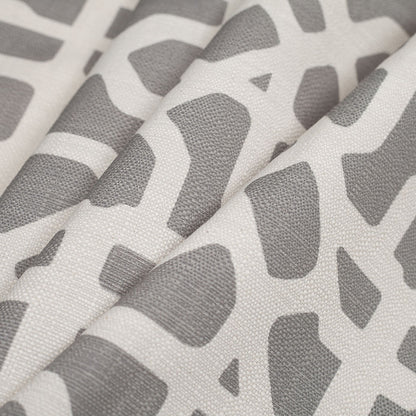 Spanish Gray/White Geometric Poly/Cotton Canvas - Folded