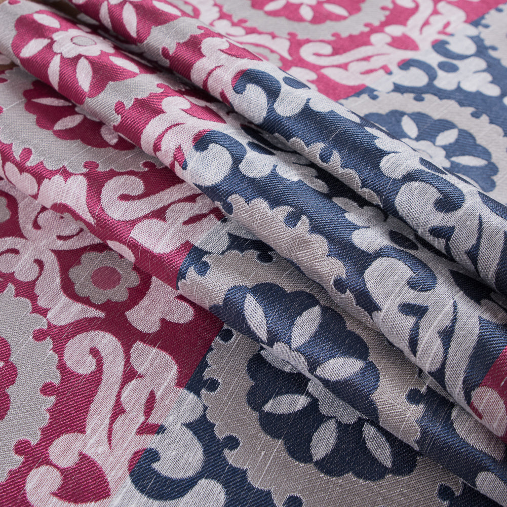 Gray and Pink Floral Brocade Folded