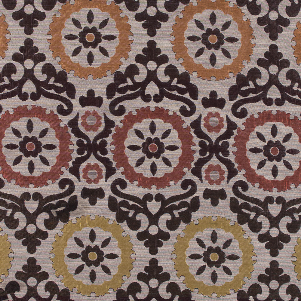 Brown, Gold and Copper Floral Brocade