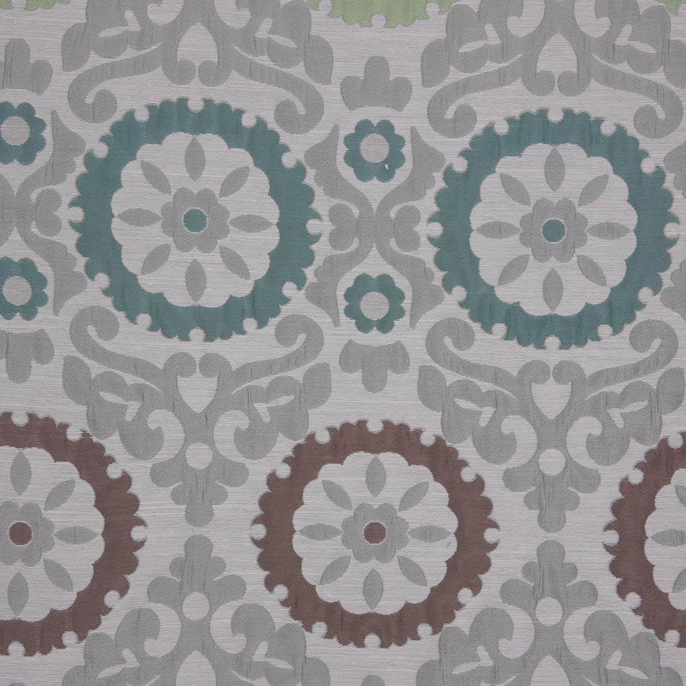 Green/Brown/Blue Floral Brocade