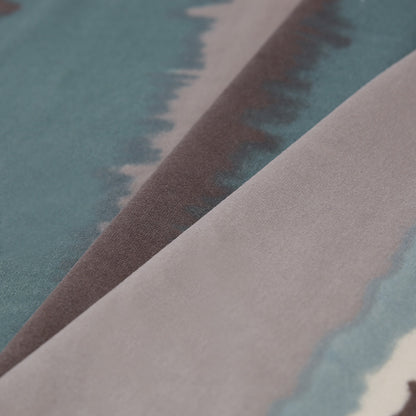 Aqua Abstract Stripes Cotton-Modal Velvet Print Folded