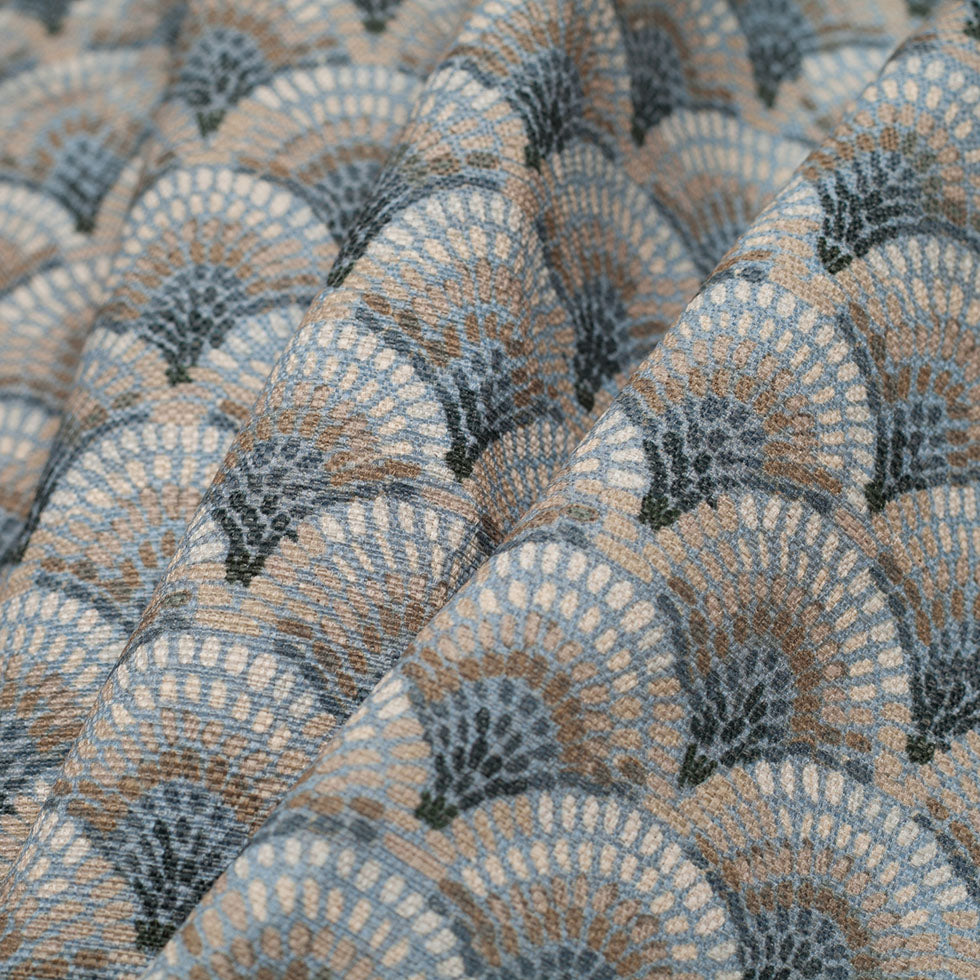 Spanish Blue/Gray Geometric Poly/Cotton Canvas Folded