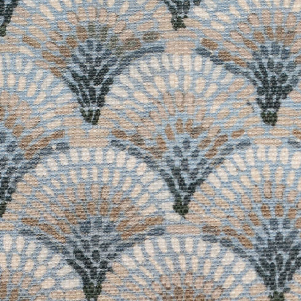 Spanish Blue/Gray Geometric Poly/Cotton Canvas Detail