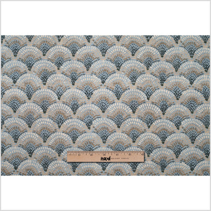 Spanish Blue/Gray Geometric Poly/Cotton Canvas Full