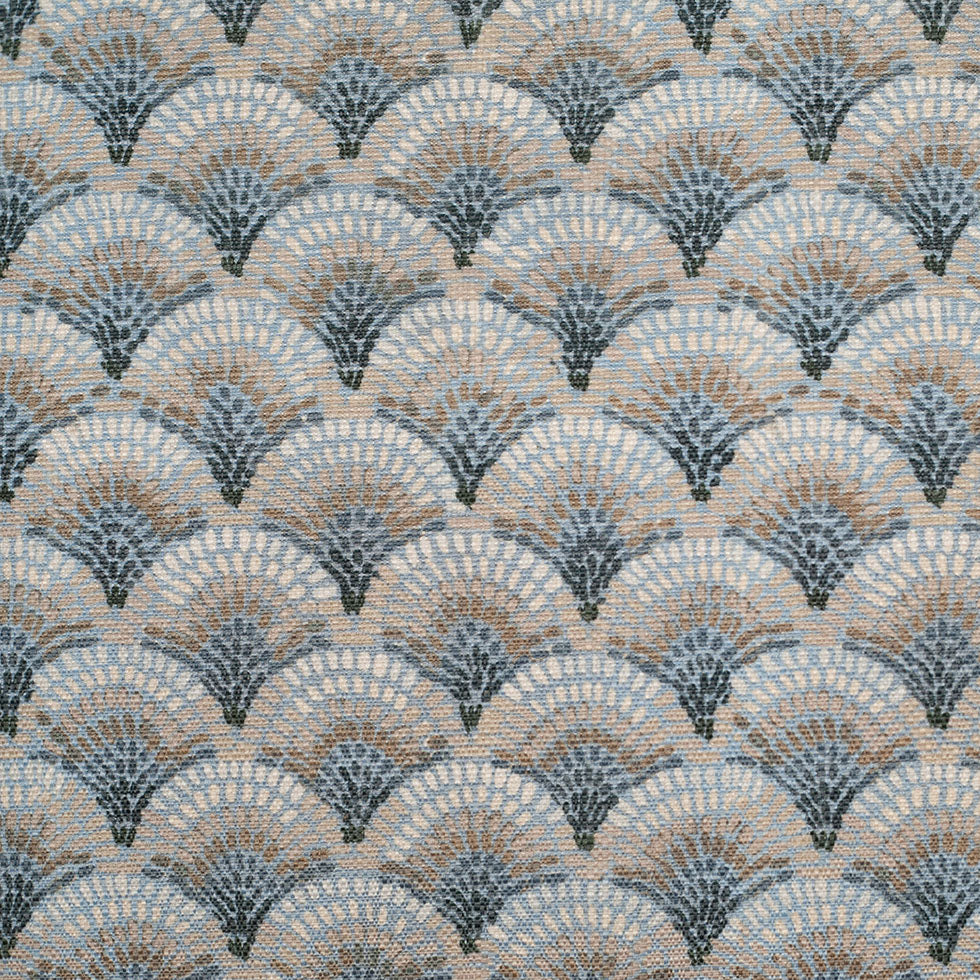 Spanish Blue/Gray Geometric Poly/Cotton Canvas