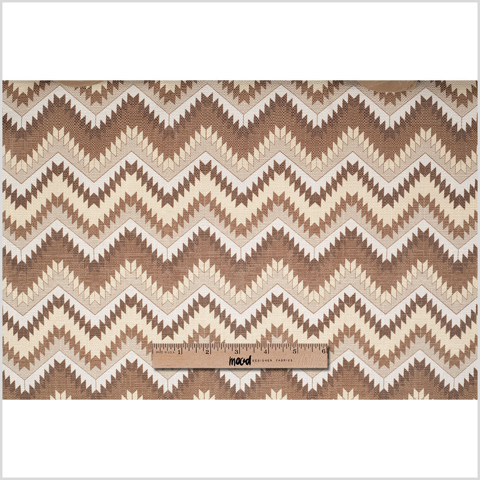 Spanish Beige/Brown Geometric Poly/Cotton Canvas - Full