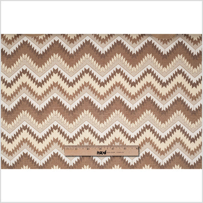 Spanish Beige/Brown Geometric Poly/Cotton Canvas - Full