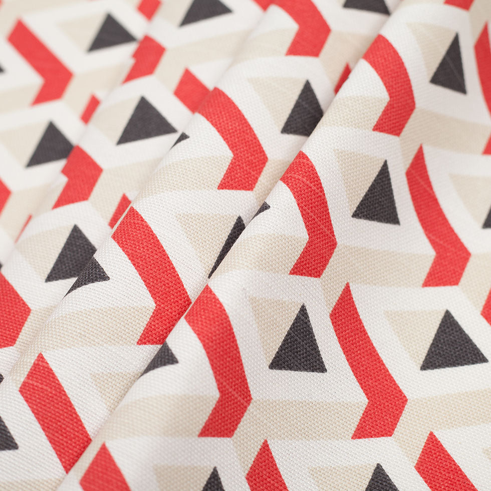 Spanish Red Geometric Woven - Folded