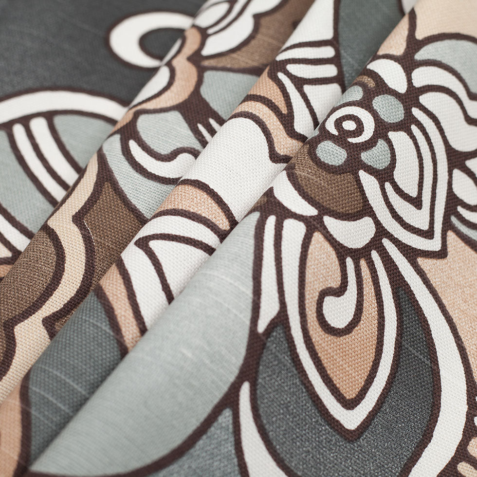 Spanish Gray/Brown Floral Woven - Folded