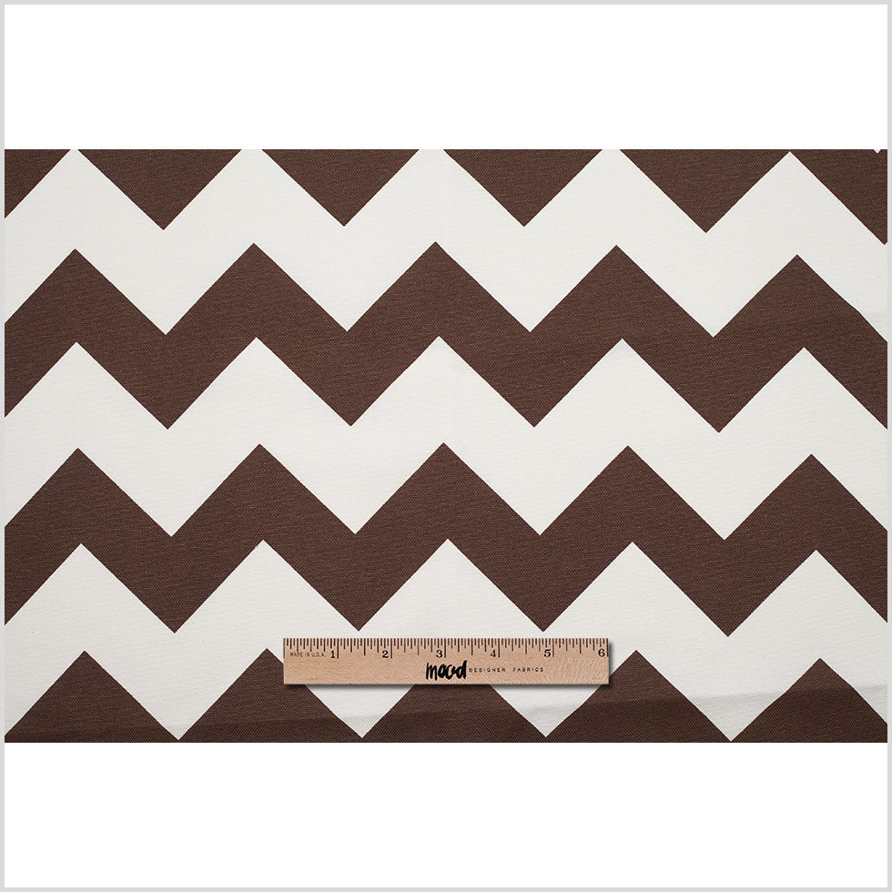 Spanish Espresso/White Geometric Poly-Cotton Woven - Full