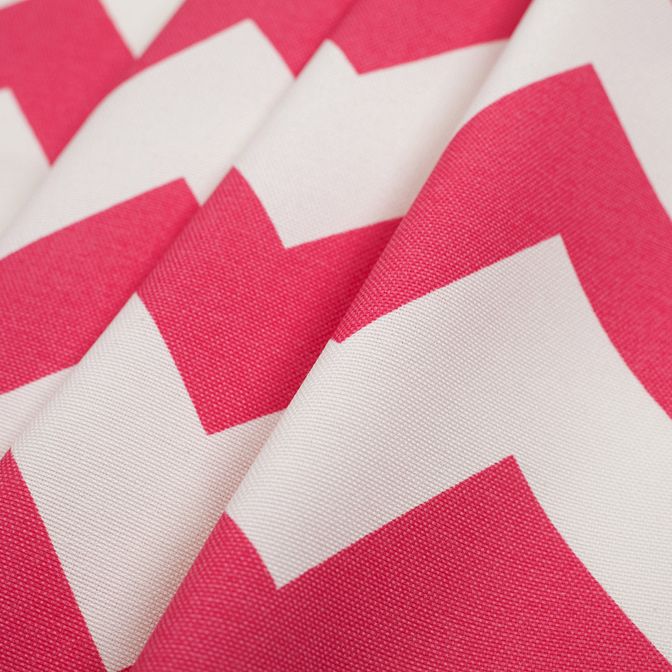 Spanish Pink/White Geometric Poly-Cotton Woven - Folded