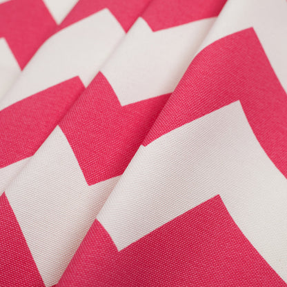 Spanish Pink/White Geometric Poly-Cotton Woven - Folded