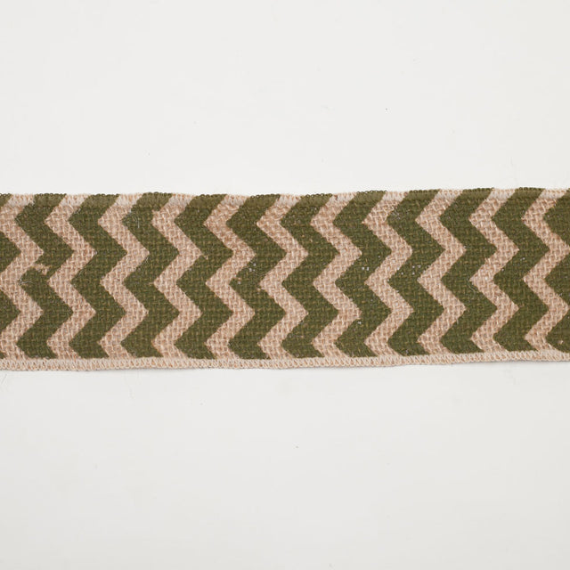 2.5 Olive Green Jute Chrevron Woven Trim