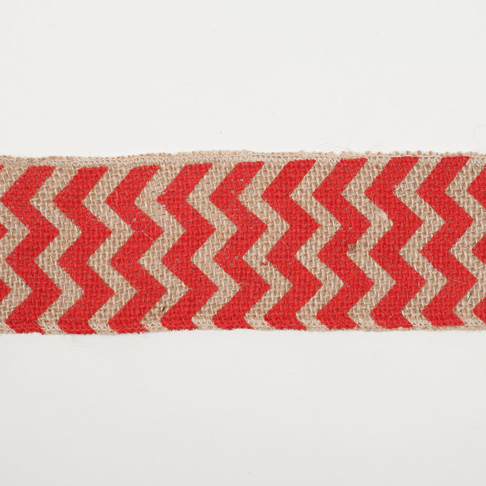 2.5 Red Jute Chrevron Woven Trim - Detail