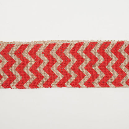 2.5 Red Jute Chrevron Woven Trim - Detail