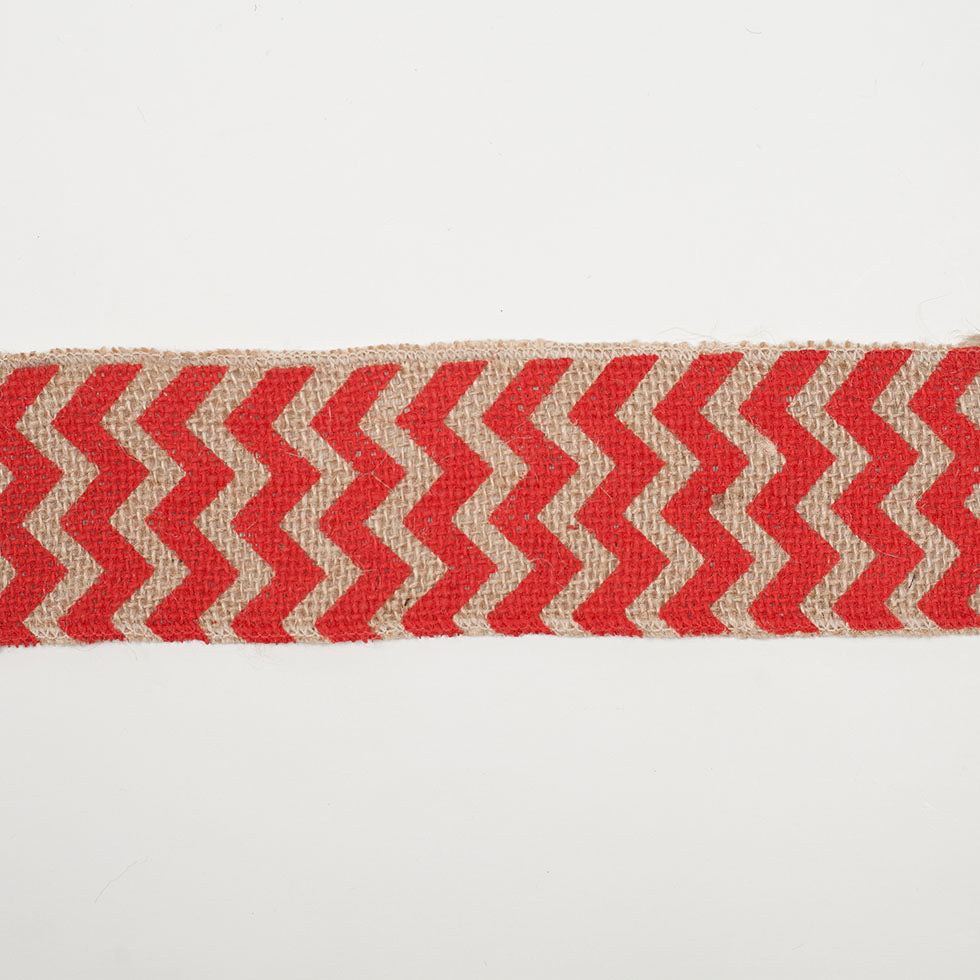 2.5 Red Jute Chrevron Woven Trim