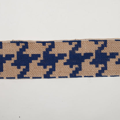2.5 Navy Blue Jute Houndstooth Woven Trim