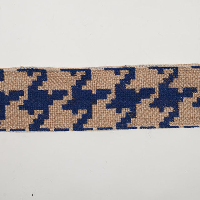 2.5 Navy Blue Jute Houndstooth Woven Trim