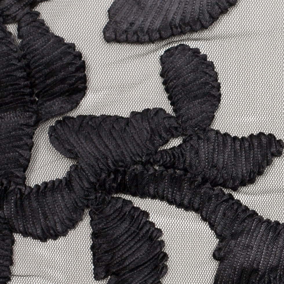 Black Ribbon Embroidered Netting Detail