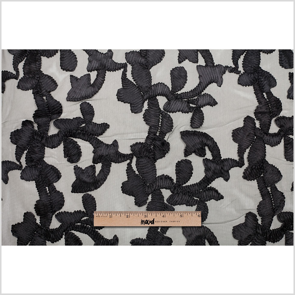 Black Ribbon Embroidered Netting Full