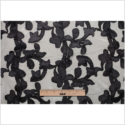 Black Ribbon Embroidered Netting Full