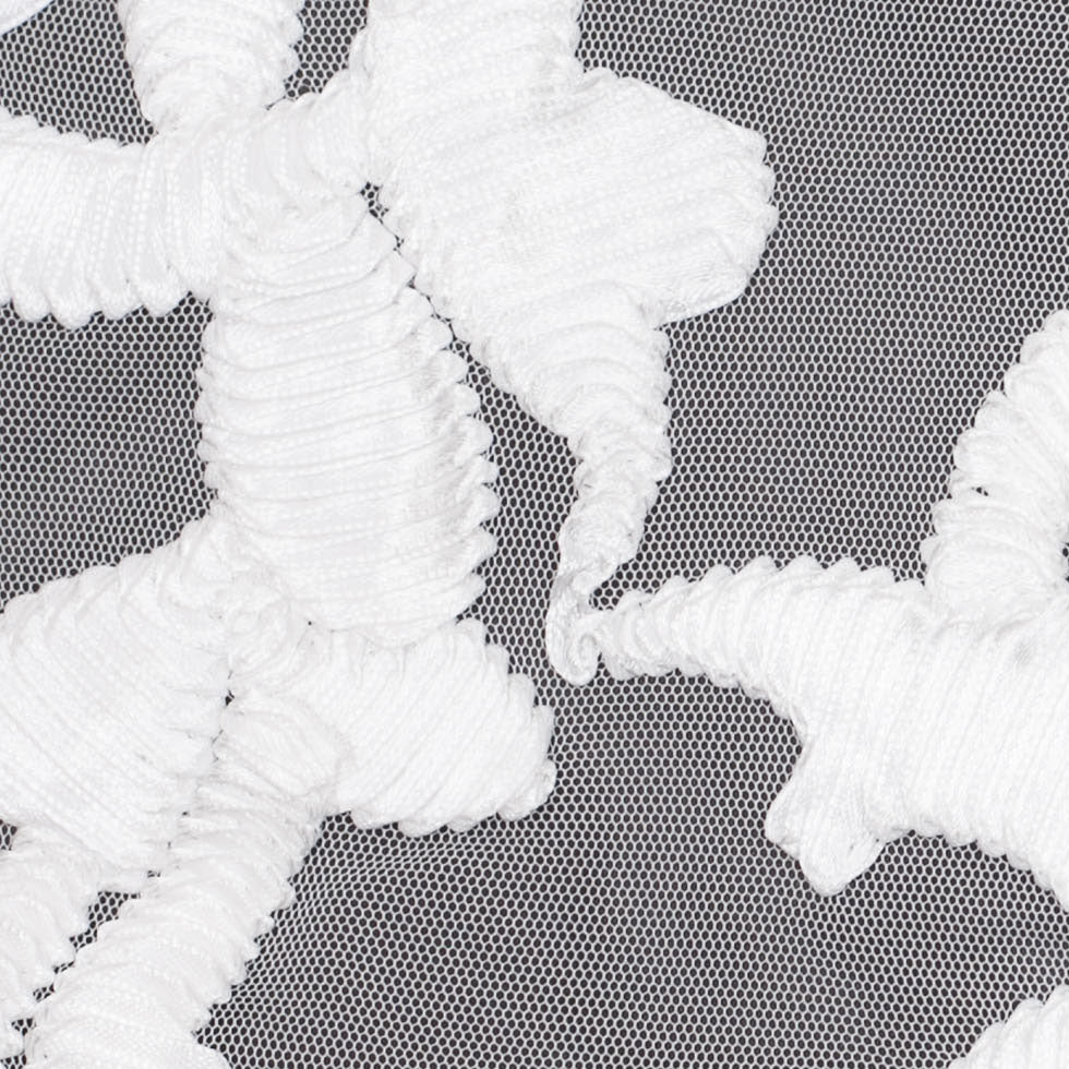 White Ribbon Embroidered Netting Detail