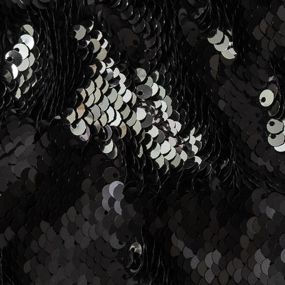 Stretch Rayon Jersey with Two-Tone Paillette Sequins - Silver and Black - Nyla Collection Detail
