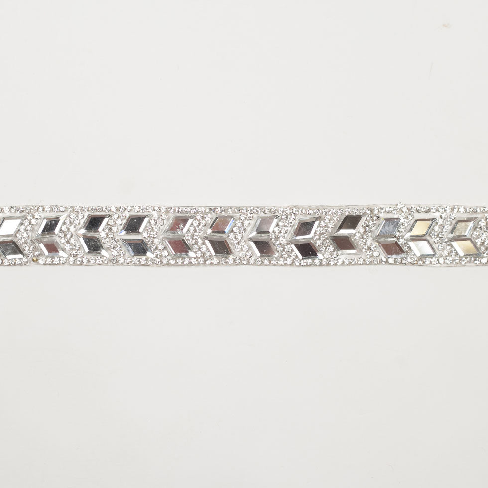 0.75" Silver "Iron On" Rhinestone Trim