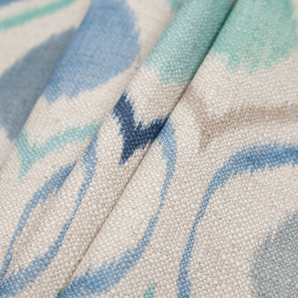 Spanish Blue/Gray Ikat-Like Geometric Woven - Folded