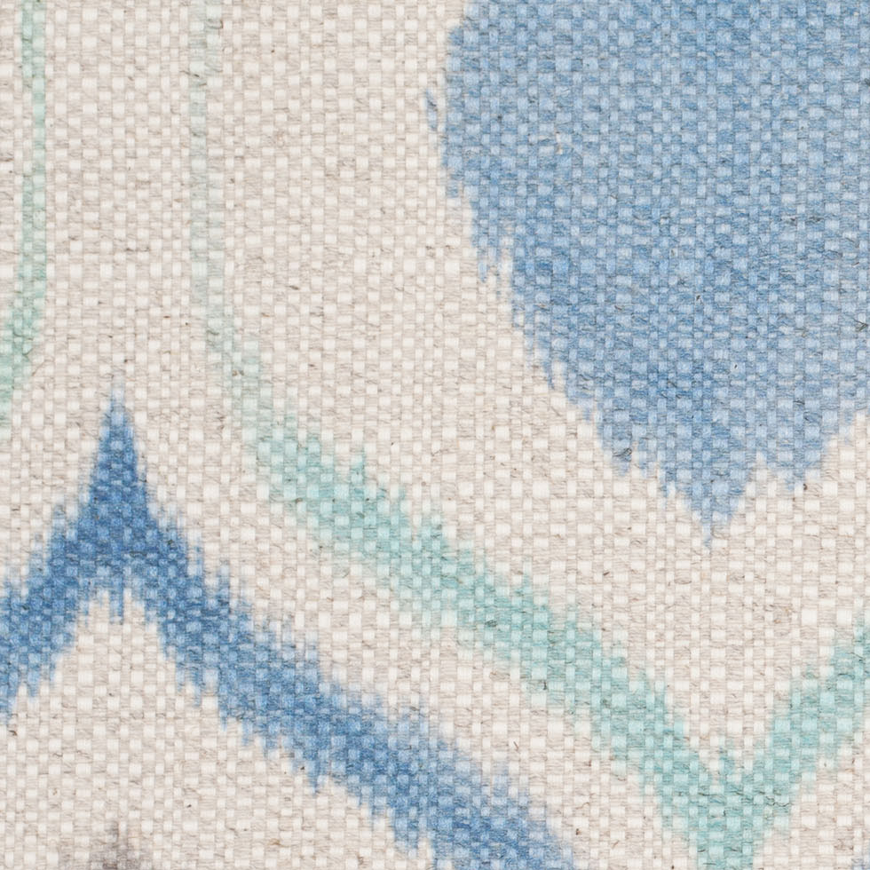 Spanish Blue/Gray Ikat-Like Geometric Woven - Detail