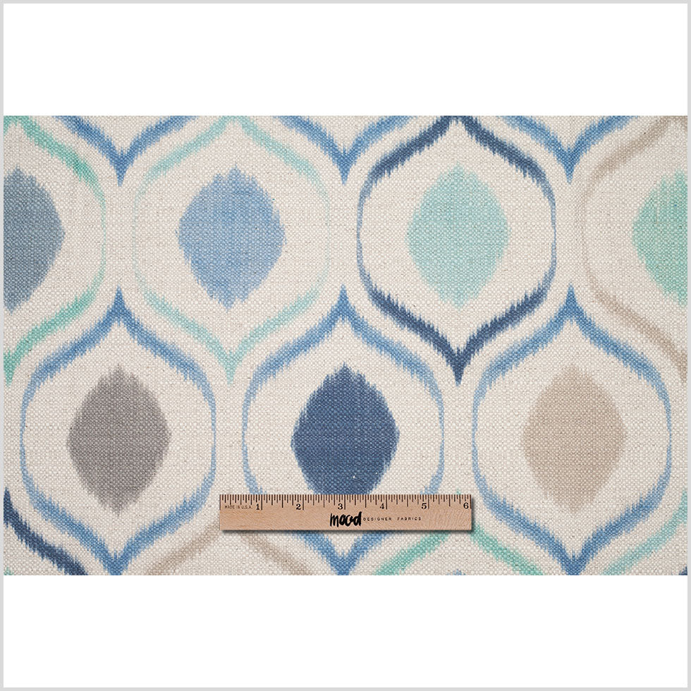 Spanish Blue/Gray Ikat-Like Geometric Woven - Full