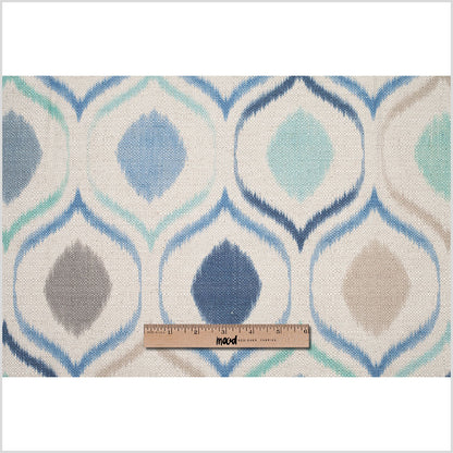 Spanish Blue/Gray Ikat-Like Geometric Woven - Full