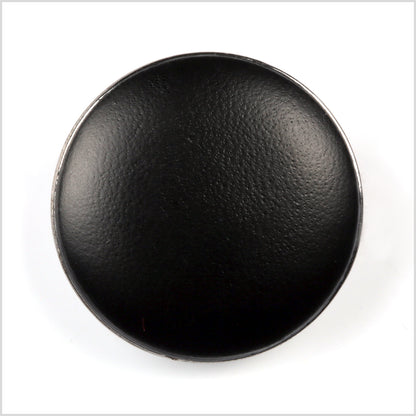 Shank Back Zamac Button - 24L/15mm - Black with Silver Metal Rim
