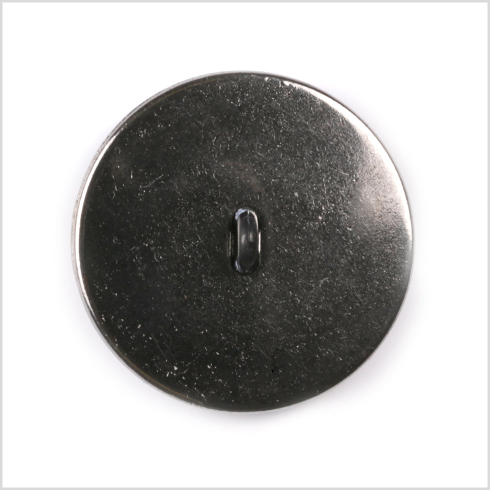 Shank Back Zamac Button - 36L/23mm - Faded Black with Silver Metal Rim Detail