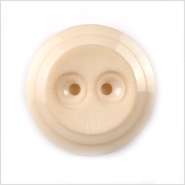 Plastic 2-Hole Button - 44L/28mm - Ivory Dish Shaped with Radiating Textured Center