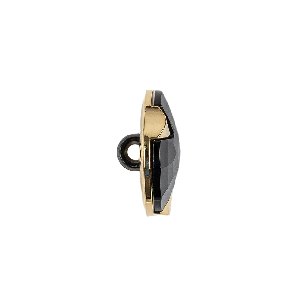 Black/Gold Rhinestone Button - 28L/18mm - Folded