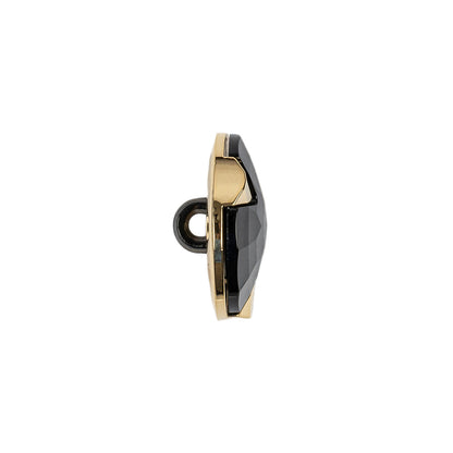 Black/Gold Rhinestone Button - 28L/18mm - Folded