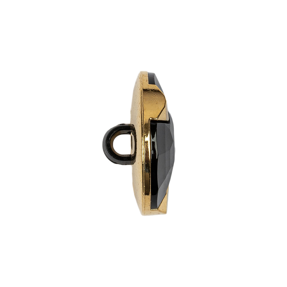 Black/Gold Rhinestone Button - 36L/23mm - Folded