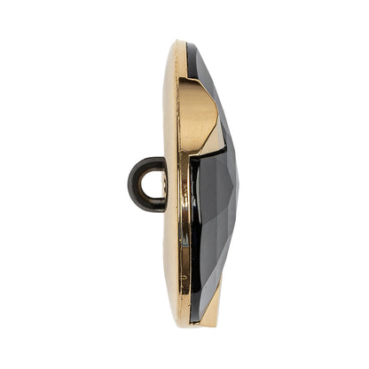 Black/Gold Rhinestone Button - 54L/34mm Folded