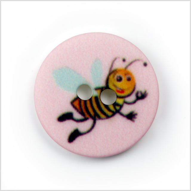 Pink Kids Bumblebee Button - 24L/15mm