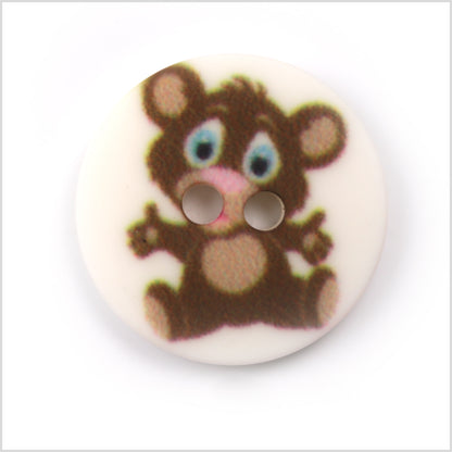White Kids Teddy Bear Button - 24L/15mm
