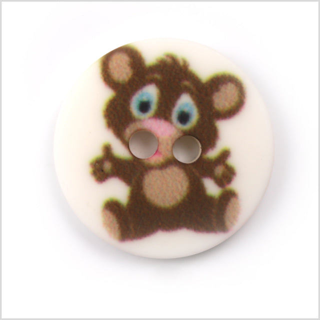 White Kids Teddy Bear Button - 24L/15mm