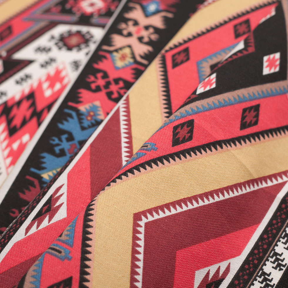 Spanish Multicolor Geometric Cotton-Polyester Print Folded