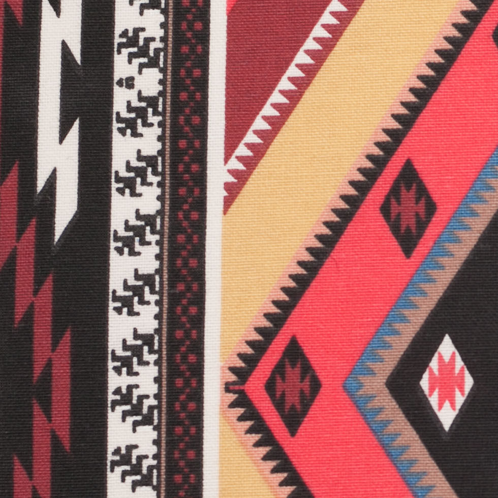Spanish Multicolor Geometric Cotton-Polyester Print Detail