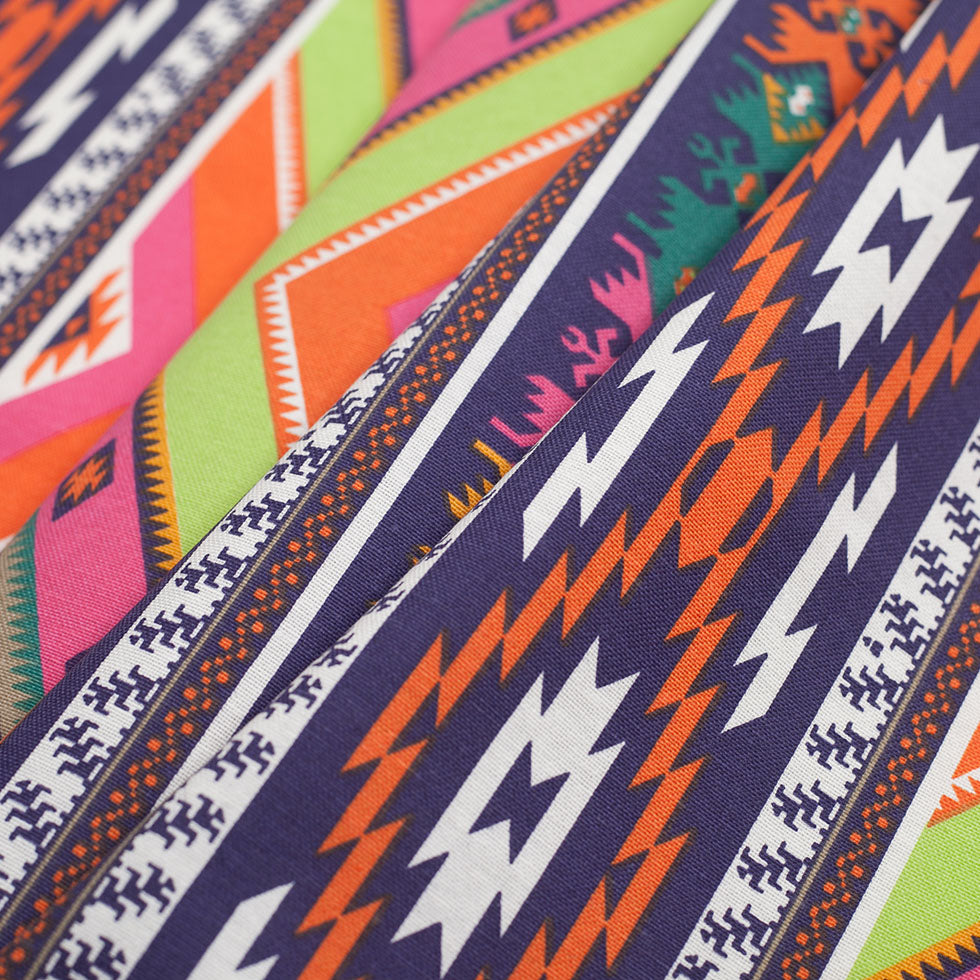 Spanish Multicolor Geometric Cotton-Polyester Print - Folded