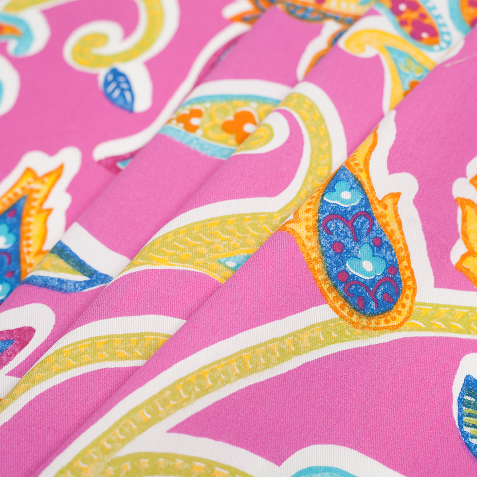 Spanish Fuchsia Floral Cotton-Polyester Print - Folded